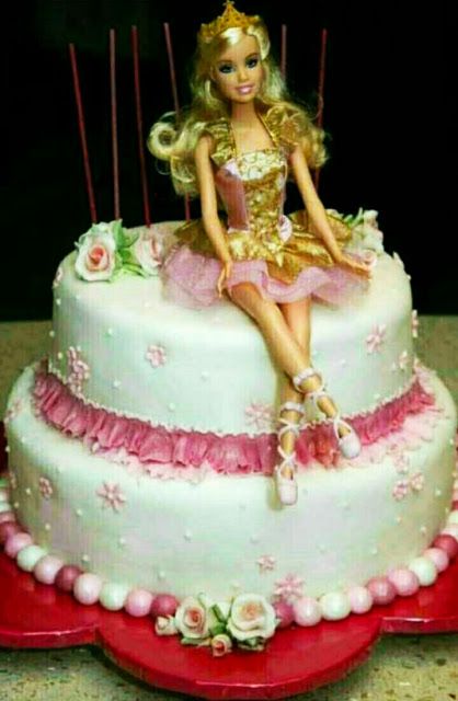 Happy Birthday Images For Whatsapp Barbie Cake Designs, Barbie Doll Birthday Cake, Ballet Cakes, Red Birthday Cakes, Doll Birthday Cake, Barbie Birthday Cake, Pop Cakes, Barbie Doll Cakes, Ballerina Cakes