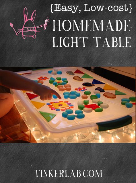 Ridiculously easy, low-cost homemade light table | Tinkerlab.com Light Table For Kids, Diy Light Table, Table For Kids, Diy Light, Creative Curriculum, Sensory Table, Toddler Fun, Reggio Emilia, Sensory Activities