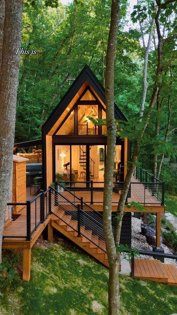 Cozy Modern Interior, Rustic Chalet, Sauna Hot Tub, Evergreen House, A Frame Cabin Plans, Modern Mountain House, Cabin Modern, A Cabin In The Woods, Slope House