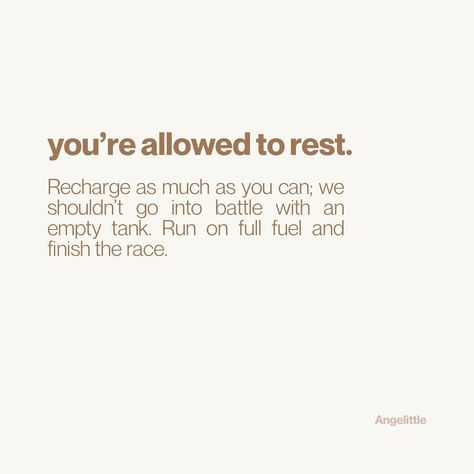 We can’t run empty. Don’t be guilty to rest and recharge 🩶