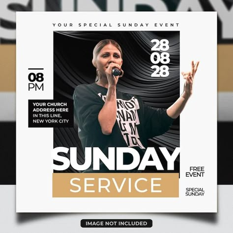 Church Service Flyer, Church Poster Ideas, Poster Design Social Media, Sunday Service Flyer, Church Banners Designs, Social Media Church, Church Branding, Instagram Fonts, Church Media Design