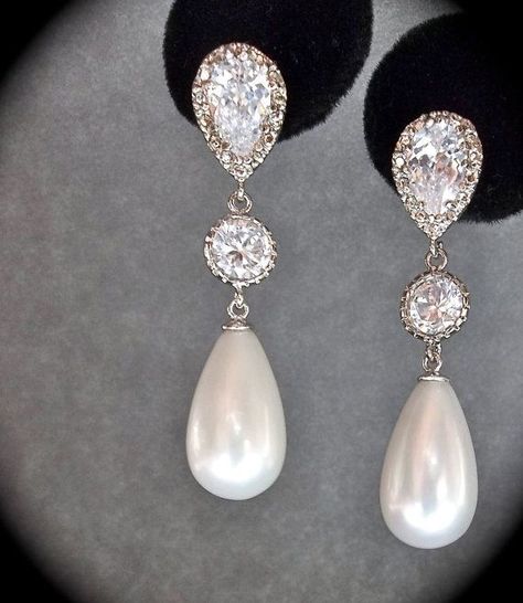 Www.sarasotabrides.com Bridal Jewelry Pearl Earrings, Bride Earrings Pearl, Brides Earrings, Wedding Earrings Silver, Classic Pearl Earrings, Diamond Wedding Jewelry, Formal Jewelry, Pearl Bridal Jewelry, Bridal Earrings Drop