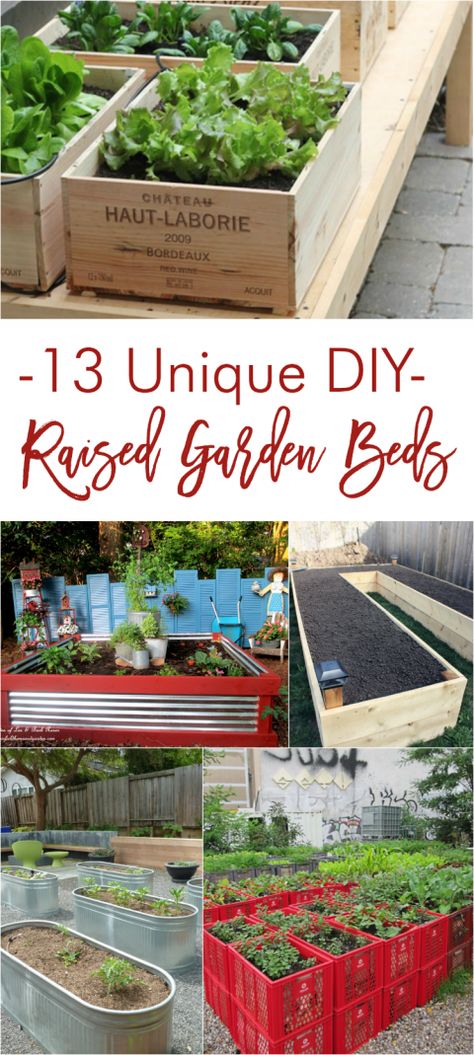 Unique+DIY+raised+garden+bed+tutorials Diy Raised Garden Beds, Diy Raised Garden Bed, Garden Bed Layout, Raised Bed Garden Design, Building A Raised Garden, Diy Raised Garden, Raised Garden Beds Diy, Unique Gardens, Garden Boxes