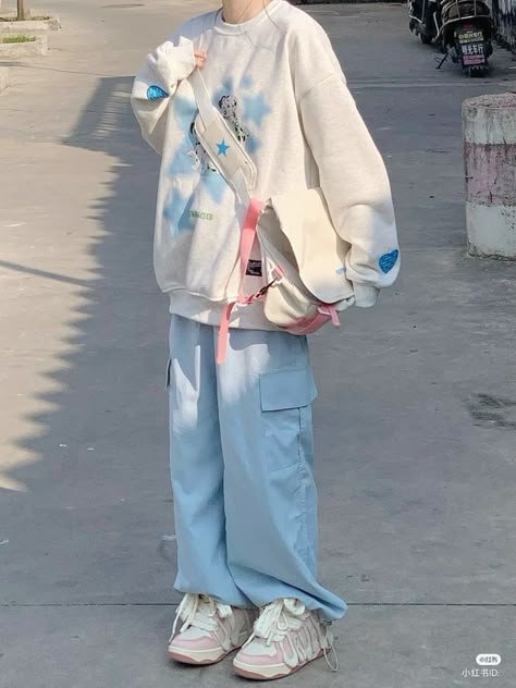 Soft Outfits Aesthetic Men, Kawaii Clothes Male, Blue Winter Outfits Men, Fancy Boy Outfits, Korean Soft Boy Outfit, Cute Fem Boy Outfits, Pastel Aesthetic Outfit Men, Soft Boy Outfits Pastel, Blue Korean Outfit