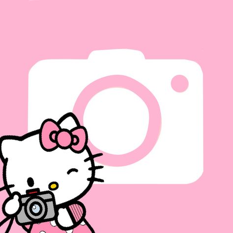 Hello Kitty Camera Icon, Girly Logo Design, Pink Hello Kitty Wallpaper Iphone, Girly Logo, 헬로키티 배경화면, Cat App, Kawaii App, Pink Wallpaper Hello Kitty, Images Hello Kitty