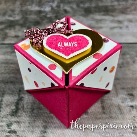 Welcome to the Pals January 2018 Blog Hop! Our theme this month is “From the Heart” featuring heartfelt projects like Valentine’s Day, Thinking of You, Get Well and Sympathy. Whether you’re just starting the hop, or have come from a previous Pal’s blog, you’ll find the line-up toward the end of my post to help… Diy Box Gift, The Paper Pixie, Paper Pixie, Stampin Up Anleitung, Craft Boxes, Boxes Ideas, Stampin Pretty, Heart Projects, Treat Holders