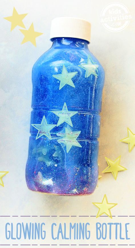 Easy DIY Glowing Sensory Bottle for Bedtime | Kids Activities Blog Galaxy Sensory Bottle, Make A Sensory Bottle, Bedtime Kids, Sensory Bottles For Toddlers, Sensory Bottles Preschool, Calming Bottle, Calm Down Bottle, Sensory Bottle, Craft To Make