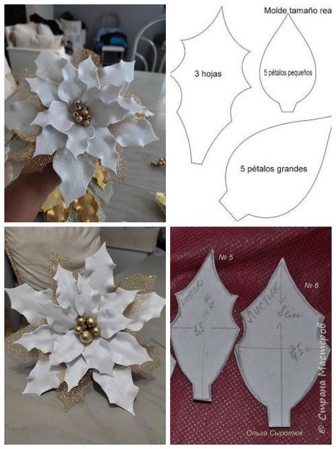 Ideas Para Manualidades, Flower Petal Template, Christmas Fabric Crafts, Paper Flower Art, Handmade Christmas Crafts, Handmade Flowers Fabric, Mums Homecoming, Felt Christmas Decorations, Quilted Christmas Ornaments