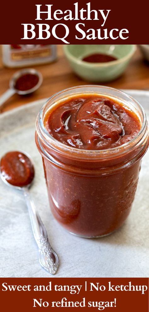 Healthy Bbq Sauce, Sweet And Tangy Bbq Sauce, Vegan Bbq Sauce, Healthy Barbecue, Bbq Sauce Homemade Easy, Healthy Bbq, Make Bbq Sauce, Home Made Recipes, Tangy Bbq Sauce