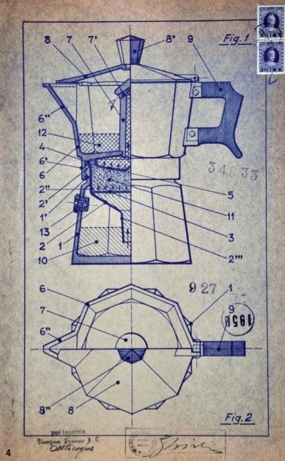 Alfonso Bialetti – Caffettiera Moka Express – 1933 – Produzione Bialetti Industrie Bialetti Moka, Catering Logo, Art Appliqué, Industrial Design Sketch, Design Lab, Coffee Love, Technical Drawing, Design Sketch, Architecture Drawing