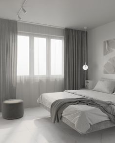 Aesthetic Bedroom Gray, Minimal Grey Bedroom, Grey Bedroom Minimalist, Grey Minimalist Bedroom, Gray Bedroom Aesthetic, Grey Bedroom Aesthetic, Minimalism Bedroom, Bedroom Minimal, Bedroom Gray