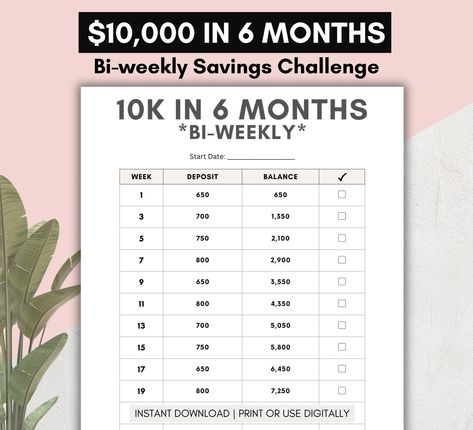 10k bi-weekly savings challenge, save 10000 in 6 months biweekly worksheet, money saving tracker, print or use digitally, pdf download bestteacherplanners #darkmodedigitalplanner #itineraryplanner #digitalplanners Saving 10000 In 6 Months Biweekly, Save 10000 In 6 Months, 10000 In 6 Months, Bi Weekly Savings Challenge, Money Saving Tracker, Biweekly Saving, Weekly Savings, Saving Methods, Planners For College Students