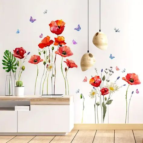 Wall Sticker Design, Cheap Wall Stickers, Floral Wall Decals, Wall Stickers 3d, Wall Decor Decals, Flower Wall Stickers, Butterfly Wall Stickers, Wall Stickers Bedroom, Wall Stickers Home