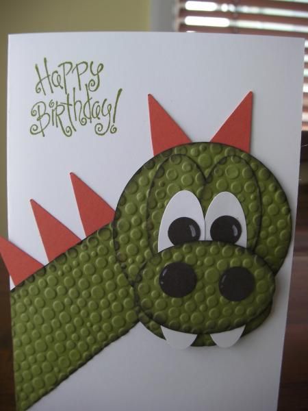 Child Birthday Cards Handmade, Baby Boy Cards Handmade, Dragon Punch, Punch Art Cards, Baby Cards Handmade, Dinosaur Cards, Homemade Birthday Cards, Birthday Cards For Boys, Boy Cards