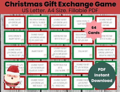 Christmas Gift Exchange Game Ideas White Elephant (Download Now) - Etsy Canada White Elephant Game Ideas, White Elephant Bingo, Christmas Gift Exchange Game Ideas, Gift Exchange Game Ideas, Office Party Games Christmas, Games Christmas Party, Party Games Christmas, Gift Exchange Game, Christmas Gift Exchange Games