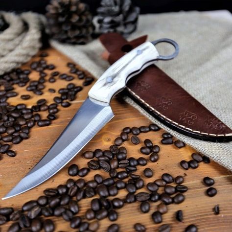 Personalized Karambit Knife with Deer Antler Handle and Finger Ring, Custom Gift, Leather Sheath, Handmade Knife, Engraved Survival Tool Model: Antler Karambit Handle Materials: Deer Antler Total Length : 9.8 inches (25 cm) Blade Length: 5.1 inches (13 cm) Steel Wall Thickness: 0.13" inches (3.5 mm) Steel : 4034 Stainless Steel Hardness : 54-56 HRC It is sent with a Special Leather case. #handmade #trending #explore A Name Logo, Handmade Knife, Karambit Knife, Nice Comments, Case Knives, Camping Items, Survival Tools, Handmade Knives, Deer Antler