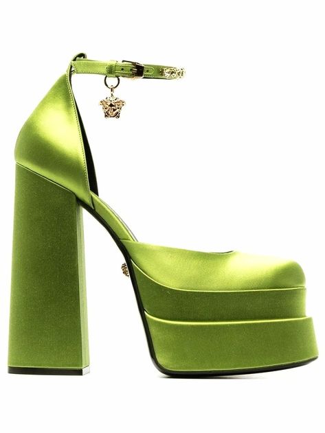 Green Shoes Heels, Versace Heels, Green High Heels, Homecoming Shoes, Cute Shoes Heels, Versace Shoes, Green Heels, Prom Heels, Giuseppe Zanotti Shoes