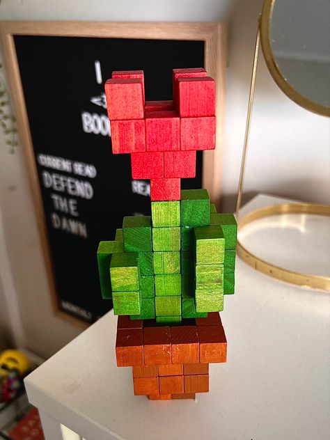 Minecraft Rose Wooden Blocks, Minecraft Boyfriend Gifts, Minecraft Flower Bouquet, Crochet Gift Ideas For Bf, Minecraft Tulip Diy, Minecraft Flower Block Diy, Diy Minecraft Flower, Minecraft Gift Ideas For Boyfriend, Minecraft Cube Art