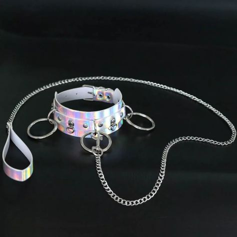 Holographic Choker, Leather Choker Collars, O Ring Choker, Gothic Chokers, Sterling Silver Choker, Chocker Necklace, Punk Emo, Goth Jewelry, Leather Chokers