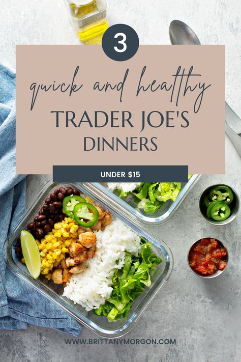 Trader Joes Recipes Dinner Clean Eating, Affordable Trader Joes Meals, Healthy Recipes Trader Joes, Trader Joes Healthy Dinner, Quick Healthy No Cook Meals, Tri Bean Blend Recipes, Traderjoes Healthy Meals, Trader Joes College Meals, Trader Joes Recipes Meal Prep