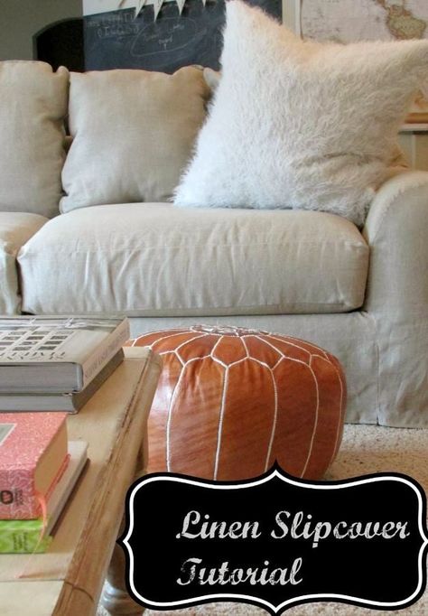 DIY Slipcovers - Linen Slipcovered Couch - Do It Yourself Slip Covers For Furniture - No Sew Ideas, Easy Fabrics Four Couch and Sofa Cover - Chair Projects and Ideas, How To Make a Slip cover with step by step tutorial and instructions - Cool DIY Home and Living Room Decor #slipcovers #diydecor How To Make A Slipcover For A Couch, Sectional Slipcover Diy, Easy Chair Covers Diy, Couch Slip Cover Ideas, Couch Seat Covers, Diy Couch Cover With Sheets No Sew, How To Make Sofa Covers At Home, Diy Slipcovers For Couch, Couch Covers Diy