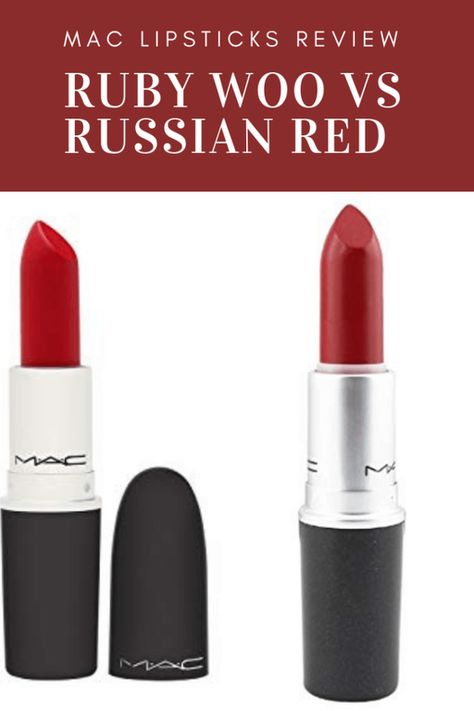 MAC Ruby Woo VS Russian Red Mac Lipstick Ruby Woo, Red Lipstick Swatches, Blue Red Lipstick, Russian Red Lipstick, Ruby Red Lipstick, Russian Red Mac Lipstick, Mac Red Lipsticks, Best Lipstick Shades, Mac Russian Red