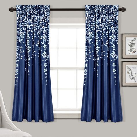 August Grove® Anaxagoras Polyester Room Darkening Curtains / Drapes Pair & Reviews - Wayfair Canada Oak Decor, Bedroom Gray, Blue Bed, Flower Curtain, Floral Room, Candle Wall Decor, Flower Room, Living Room Styles, Lush Decor