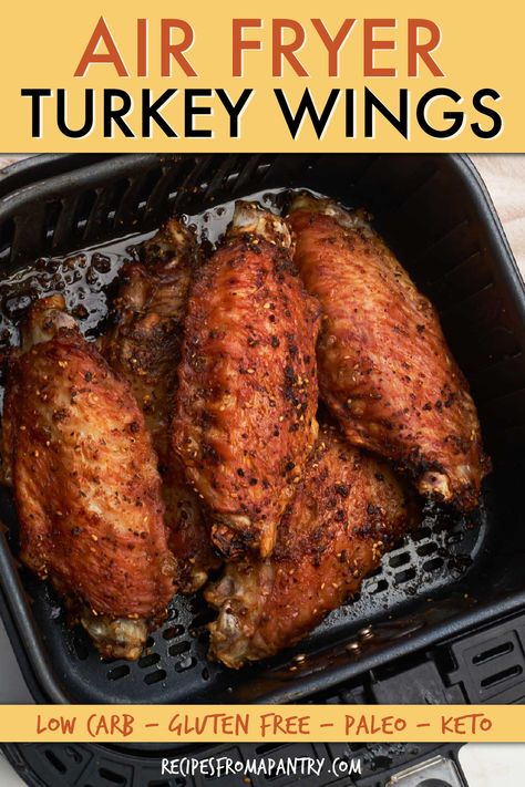 Airfryer Ideas, Fried Turkey Wings, Fried Turkey Wings Recipe, Air Fryer Turkey Recipes, Wings In Air Fryer, Reheat Turkey, Roaster Recipes, Frying Recipes, Ninja Grill