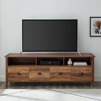 Real Wood Tv Stand, 86” Tv Stand, Tv Stand 65" Tv, 65 Inch Tv Stand Ideas, 75 Inch Tv Stand Ideas, 86 Inch Tv In Living Room, Table Under Tv Decor, Tv Console Tables, Unique Tv Stand Ideas