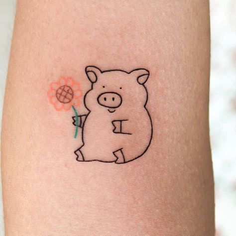 Pig Tattoos, Piglet Tattoo, Pig Tattoo, Baby Tattoo Designs, Rib Tattoos For Women, 심플한 그림, Gym Photography, Tato Henna, Female Tattoos