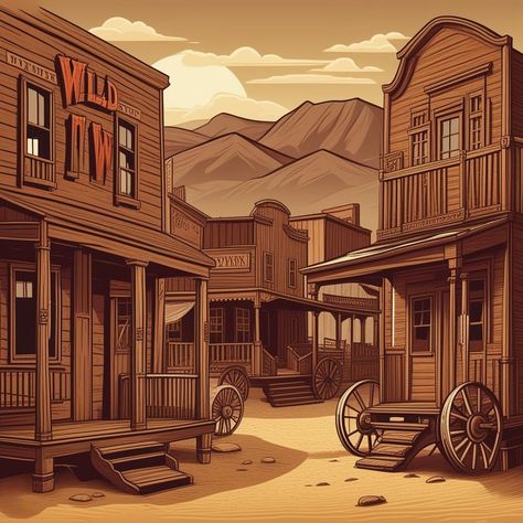 Town Drawing, Old Western Towns, Cowboy Pictures, Texas City, Bonnie Clyde, Event Themes, Western Cowgirls, Western Cowgirl, Cowboy And Cowgirl