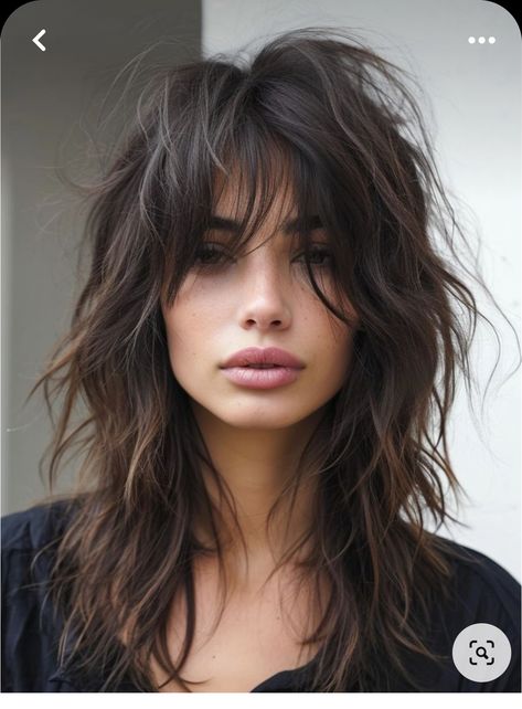 Choppy Layers For Long Hair, Modern Shag Haircuts, Long Shaggy Haircuts, Curly To Straight Hair, Long Shag Hairstyles, Rocker Hair, Modern Shag Haircut, Long Shag Haircut, Long Shag