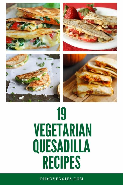 If you've got tortillas and a few fillings, you've got quesadillas! Here are 20 vegetarian quesadilla recipes that are super easy and full of melty, veggie goodness. Vegetarian Quesadilla Recipes, Veggie Quesadilla Recipes, Easy Tortilla Recipe, Vegetarian Quesadillas Recipes, Quesadilla Fillings, Veggie Quesadilla, Quesadilla Recipes Easy, Vegetarian Quesadilla, Panini Recipes