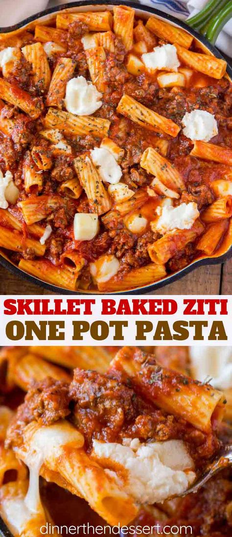 Cheesy Ziti, Electric Skillet Recipes, Dinner Then Dessert, Pot Food, Ziti Recipes, Easy Skillet Meals, Weekly Dinner, Skillet Dishes, Easy Skillet