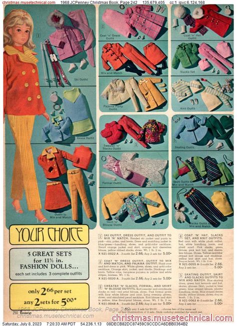 1968 JCPenney Christmas Book, Page 242 - Catalogs & Wishbooks Barbie 1960, Barbie Booklet, Clone Clothes, Superstar Barbie, Tammy Doll, Outfits Fo, Dolls Fashion, Barbie Stuff, Doll Family