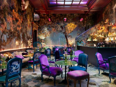 Step Inside the Glade, London’s Newest Must-See Boîte | Architectural Digest http://www.architecturaldigest.com/story/the-glade-london?utm_campaign=crowdfire&utm_content=crowdfire&utm_medium=social&utm_source=pinterest Wald Wallpaper, Sketch Bar, The Glade, Bar Interior, Bar Design Restaurant, London Restaurants, Cafe Interior Design, Interior Design Magazine, Restaurant Interior Design