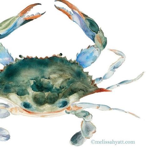 Blue Crab Decor, Blue Crab Watercolor, Crab Watercolor, Crab Painting, Maryland Blue Crab, Crab Art, Crab Print, Crab Decor, Watercolor Workshop