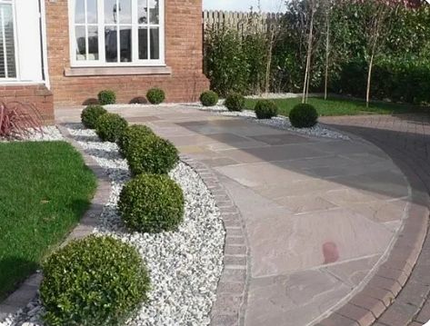 driveway landscaping ideas 2 Small Front Garden Ideas, Driveway Border, Low Maintenance Backyard, Small Front Gardens, Landscape Borders, Front Gardens, Driveway Design, Driveway Landscaping, Front Garden Design