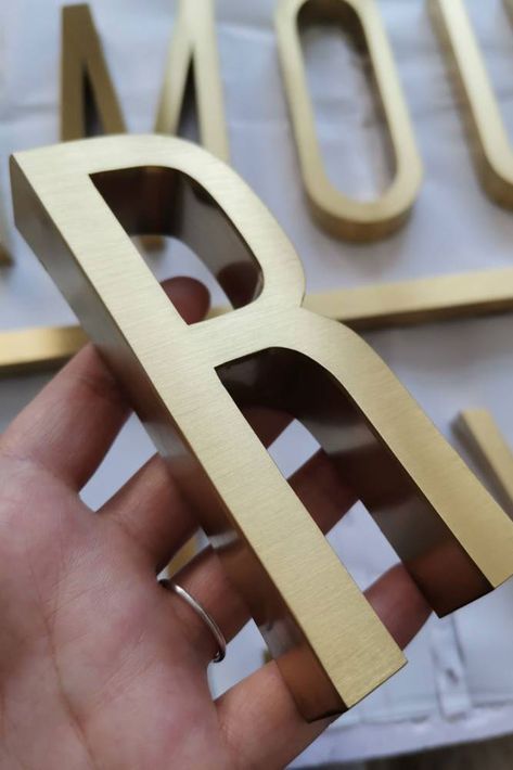 Brass Logo Signage, Brass Signage, Text Installation, Steel Signage, Gold Signage, Brass Letters, Environmental Graphics Signage, Angel Wings Decor, Logo Signage