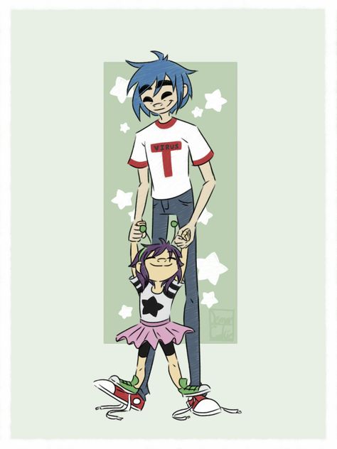 My Little Love Noodles Gorillaz, Gorillaz Fanart, Gorillaz 2d, 2d And Noodle, Sunshine In A Bag, Gorillaz Fan Art, Cartoon Fanart, Favorite Sibling, Demon Days