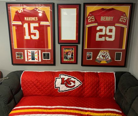 Man Cave Inspiration, Eric Berry, Cave Photos, Framed Jersey, D Love, Denver Colorado, Photo Set, Kansas City Chiefs, Kansas City