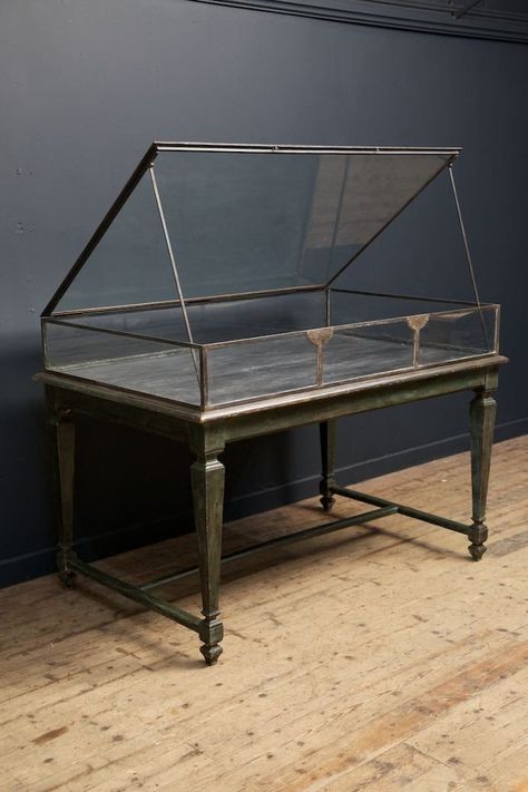 Steel Display Case Society Tattoo, Antique Jewelry Display, Eyewear Retail, Antique Display Case, Drew Pritchard, Museum Display Cases, Salvage Hunters, Wardian Case, Antique Display Cabinets