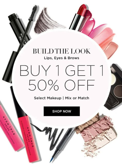 Build the Look Here: www.youravon.com/nholladay  #avon #beauty #makeup Makeup Sale Poster, Makeup Poster, Creative Photography Projects, After Christmas Sales, Skincare Sale, Cosmetic Creative, Avon True, Instagram Feed Ideas Posts, Makeup Shades