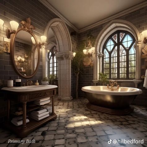 Victorian Home Bathroom, Victorian Bathroom Accessories, Gothic Bathroom Ideas, Winter House Exterior, Gothic Bathroom, Castle House Design, Outfit Outdoor, Garden Tattoo, Living Room Decorating Ideas