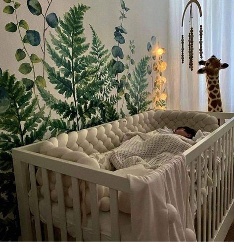 Fern Wallpaper, Baby Nursery Themes, Flower Bedroom, Nursery Mural, Nursery Room Design, Baby Room Inspiration, Green Nursery, Nursery Room Inspiration, Single Bedroom