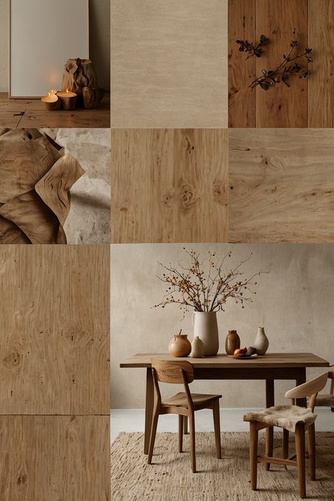 Embrace the essence of autumn with a cozy fall mood board. Soft beige hues, earthy textures, and natural wood furniture create a tranquil and inviting ambiance, perfect for the season. #FallAesthetic #CozyLiving #NaturalDecor #EarthyTones #SeasonalStyle #InteriorDesign #AutumnDecor #WarmInteriors Earthy Textures, Natural Wood Furniture, Nordic Furniture, Spa Ideas, Fall Mood Board, Fall Mood, Element Design, Interior Design Sketches, Soft Beige