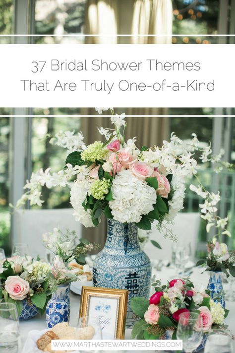 37 Bridal Shower Themes That Are Truly One-of-a-Kind | Martha Stewart Weddings - These festive ideas are perfect for celebrating the bride-to-be. #bridalshowerideas #creativebridalshowers #weddingideas Mixed Bridal Shower Ideas, Holiday Themed Bridal Shower Ideas, Over The Top Bridal Shower Ideas, Classic Wedding Shower Ideas, Upscale Bridal Shower Ideas, Favorite Things Bridal Shower Theme, Modern Wedding Shower Ideas, Unconventional Bridal Shower Ideas, July Bridal Shower Themes