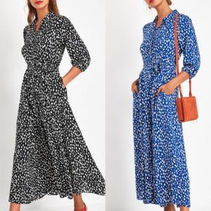 Bohemia Dress, Maxi Dress With Sleeves, Pocket Dress, Types Of Skirts, Dress For Women, Dot Print, Three Quarter Sleeves, Quarter Sleeve, Chiffon Dress