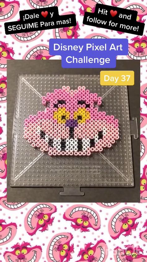 Alice In Wonderland Perler Bead Patterns, Fuse Bead Patterns, Beads Designs, Perler Beads Designs, Fuse Beads, Cheshire Cat, Perler Bead Patterns, Art Challenge, Stitch Disney