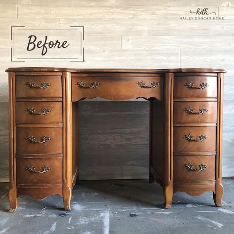 Upcycled Desk Turned into Nightstands Redesigned Furniture, Upcycled Desk, Refurbish Ideas, Furniture Recycle, Best Wood Stain, Stained Furniture, Upcycle Desk, Furniture Remodel, Vintage Desks